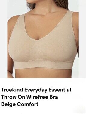 Truekind® Everyday Throw-on Wirefree Bralette Beige Size XL (runs small)
